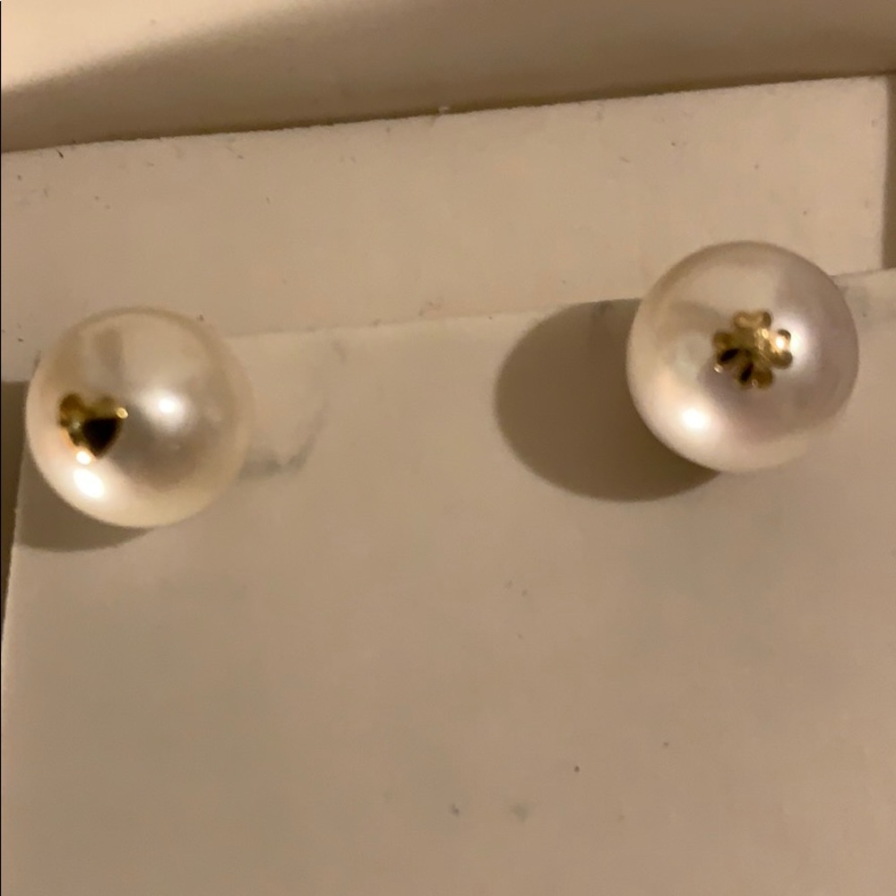Vintage 18K 12mm Cultured Pearl studs ! - Picture 3 of 11